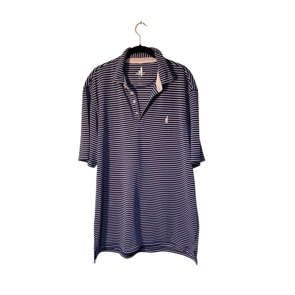 Johnnie-O men’s striped pink and blue short sleeve polo shirt, size XL
